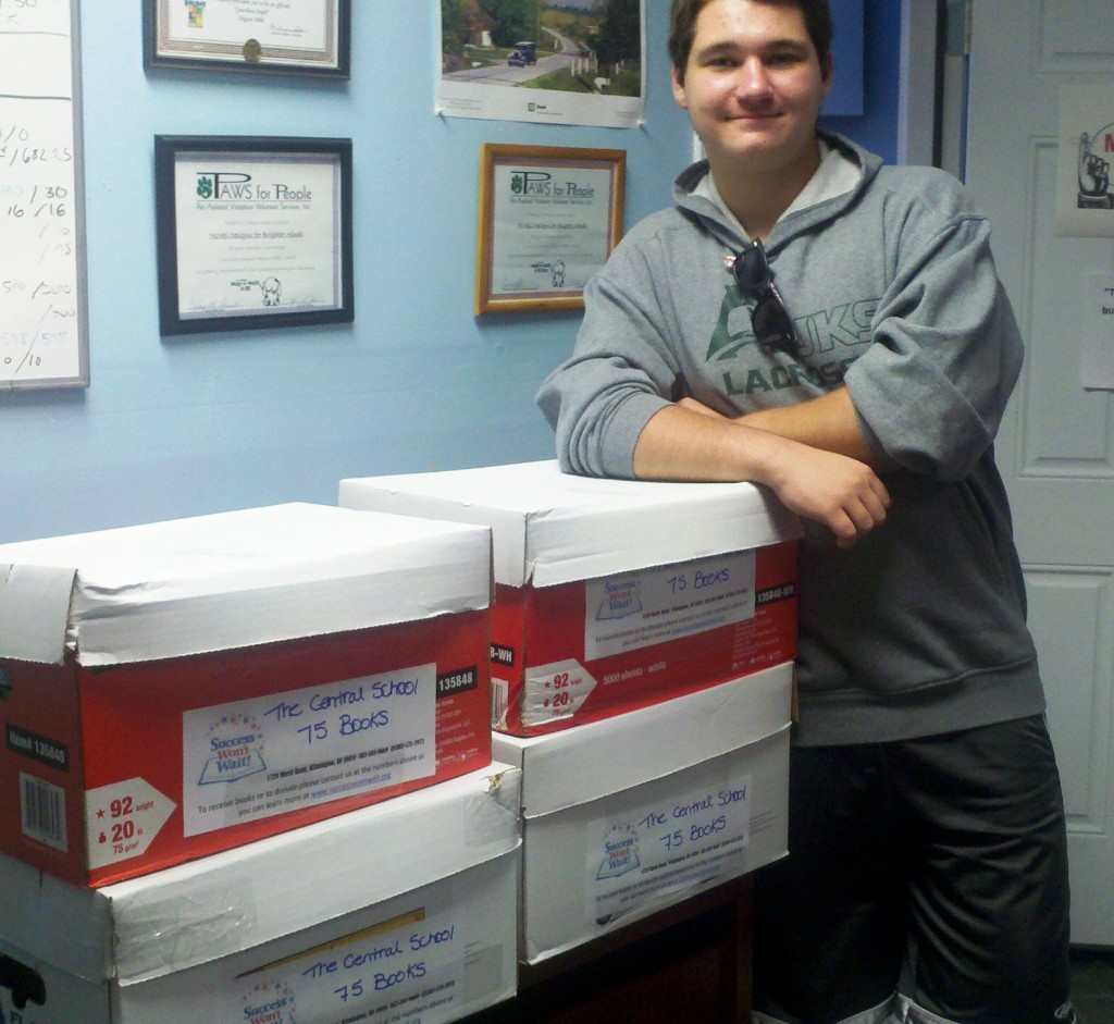 Matt McNeill with complete books for The Central School, 4-21-2013, Success Won't Wait