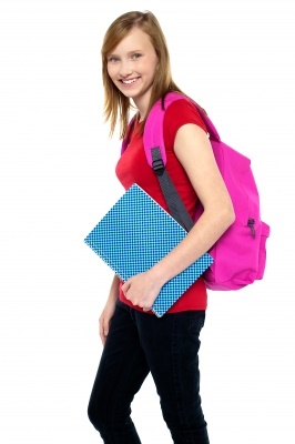 Teen with red backpack