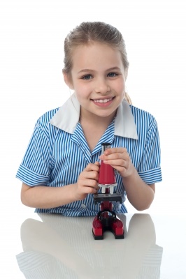 girl with microscope